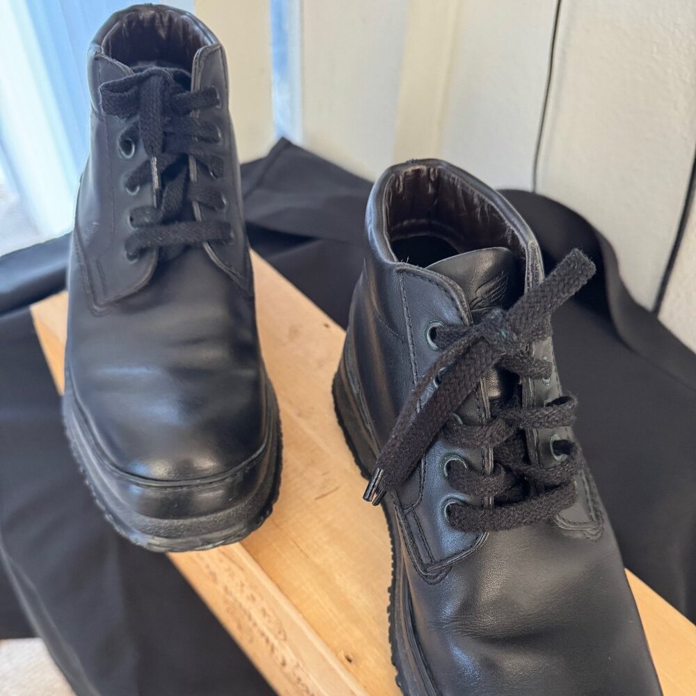 Black leather heavy duty Hogan ankle boots